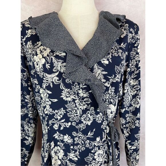 Vintage 1980s Floral Wrap Style Dress - Picture 3 of 9